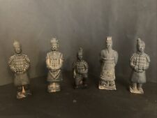 Alte Asiatika China Terrakotta Armee 5 Figuren aus Ton Mausoleum Qin Shihuangdis