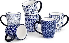 Blau weiße kaffeetassen - blau-weiße,