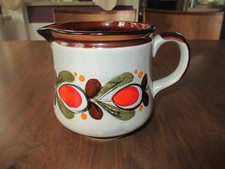Vintage 70er J. Milchkrug Schramberger Majolika Bernau beige braun orange 0,5l