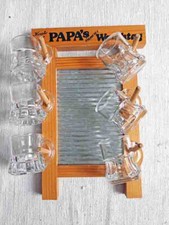 Schnapsglas-Brett Waschtag Herrenabend 6 Henkelgläser 5 cm Holzbrett 16 x 23 cm