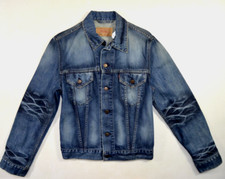 Herren LEVIS 70500 0498 geölte Falte TRUCKER Jeans JACKE Größe M MEDIUM Vintage