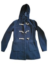 United Colors of Benetton Damen Dufflecoat Blau Gr. 34/XS Wolle Kapuze Freizeit