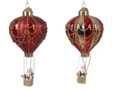 Christbaumschmuck Heißluftballon 14cm Glas Weihnachtsmann Weihnachtskugeln Rot