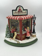 Merry Christmas Spieluhr Beleuchtete Toy Shop Music Box Kinder u. Hund VINTAGE