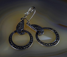 Ohrringe Silber Sterling Markasit Ohrhänger - filigran & schön glitzernd