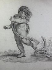 Mythologische Figur des jungen Herkules, Zeichnung bleistift Kohle um 1800
