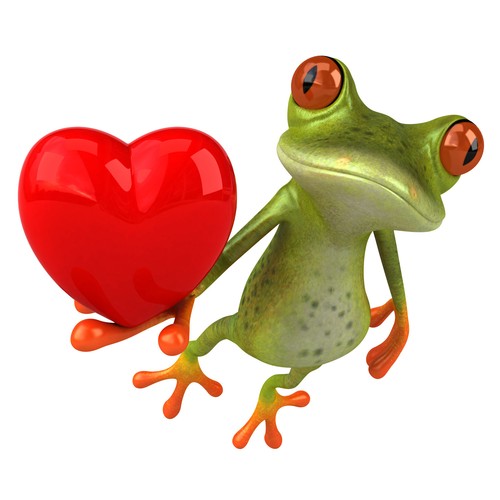 Aufkleber frosch mit herz x - mit, 24