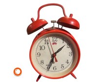 1970er Glocken Wecker  mechanisch   läuft gut Rot Germany