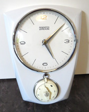 24380/ Vintage Wanduhr Küchenuhr Keramik Remington Lektro-Kling + Kurzzeitmesser