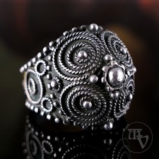 Alter Silberring Filigran Kräusel 916 Silber 87 Zolotniki Russisch? Gr 56 17,8mm