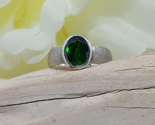 CHROMDIOPSID Ring in Silber und Gold gefaßt