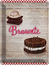 Blechschild 40x30 cm Rezept Brownie Zutaten 250g Butter Restaurant Küche Deko Ge