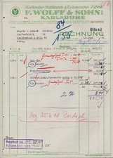KARLSRUHE (BADEN), Rechnung 1941, Karlsruher Parfümerie-Fabrik F. Wolff & Sohn