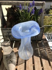 Wunderbare Vintage Murano Vase Blüte Wasserblau geschwungen K3