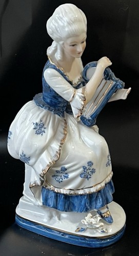 Porzellan figur frau mit - mit, harfe
