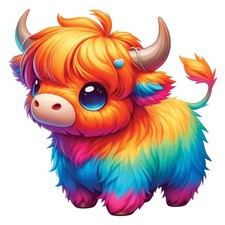 10x colorful Highland cow 9x9
