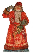 Alte Oblate Glanzbilder Scraps Weihnachtsmann Puppe Laterne...26cm Rar!!