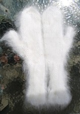 Langhaar Mohair Handschuhe Mittens fuzzy thick flauschig weich dick weiß