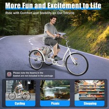 26 Zoll Dreirad 6-Gang Senioren 3-Rad Fahrrad Für Erwachsene Mit Einkaufskorb