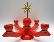 Erzgebirge Adventsleuchter Adventskranz rot goldener Stern Advent Weihnachten