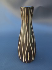 Piesche & Reif Vase Keramik 1/42 12 Jk - Ritzdekor, DDR Design 13,7 cm H Vintage