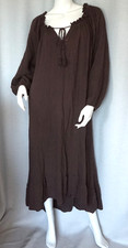 Bohemian Maxikleid Maxi Volant Musselin  Kleid Schokolade Braun 40,42,44,46 Neu