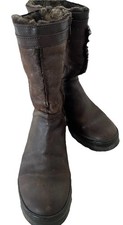Damen Stiefel Real Rubbeln Echtleder/Fell Braun Gr. 39
