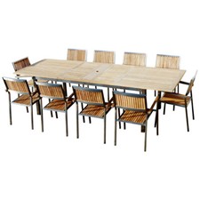 Gartengarnitur Edelstahl Teak