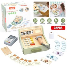 Holz Kasse mit Scanner Kaufladen Kasse Kinder Rollenspielset für Ladenkassierer