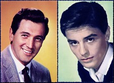 2 x STAR POSTKARTE AUTOGRAMMKARTE AK 1950er ISV ALAIN DELON ROCK HUDSON