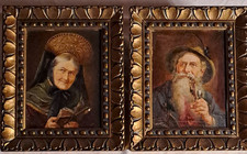 Paar Vintage Georg Rössler Mengen 1861 - 1925 München Öl auf Holz Miniatur Maler