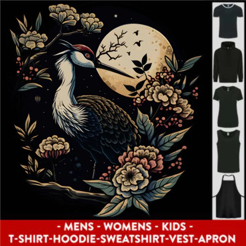 Ein kranich mit blumen und - kranich,