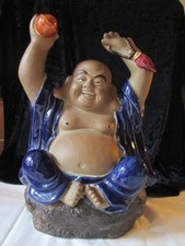 Buddha Figur, lachender Buddha, Idol für Reichtum und Glück, Keramik, 34 cm