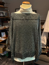 Cooler Bolero Poncho schwarz glitzern Fransen Zara wie neu