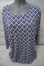 Damen Shirt Oberteil Tunika  Gr. 46-48-50 Blau Weiß Mix Muster 