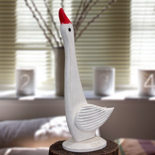 Holzfigur gans weiß - gans,, weiß,