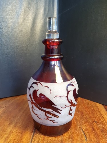 Jugendstil rubin glasflasche - jugendstil,