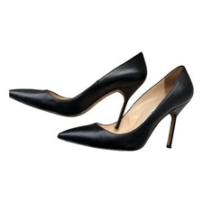 Manolo Blahnik Damenschuhe, Leather Pumps Black , Gr 37