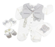 Mevlüt Seti Festlicher Strampler/Babyanzug Prinz Silber Strasssteine Junge