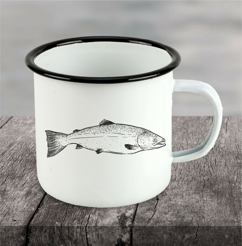 Forelle angler emaille tasse - forelle,