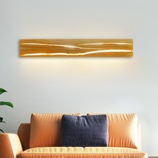 ZMH 50cm LED-Holz-Wandleuchte 8W Retro Holzoptik Innen Wandlampe