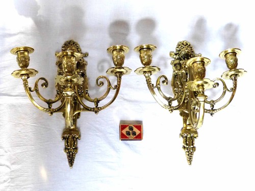 Paar bronze wandleuchter - wandleuchter, +