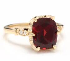 3.70 Karat Natürlich Red Garnet Und Diamanten Massiv 10k Gelbgold Damen Ring