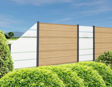 Alu Aluminium Sichtschutzzaun Gartenzaun Steckzaun XL Lärche mit Glas Alpha