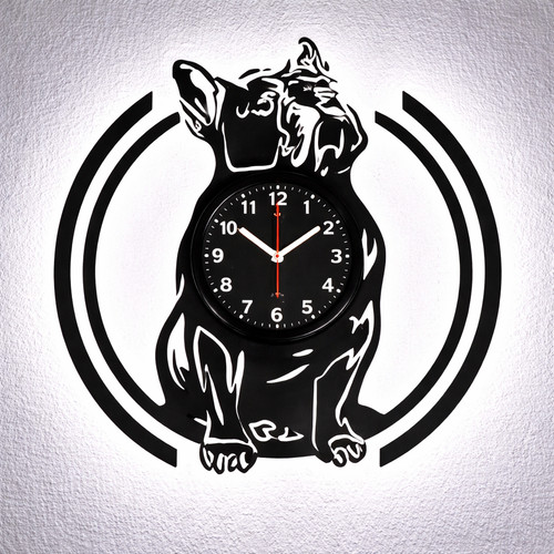 Wanduhr bulldogge vinyl - wanduhr,