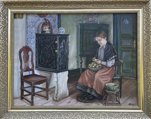 ölbild biedermeier interieur - Ölbild,