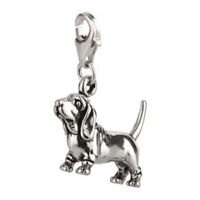 Charm / Anhänger Hund Basset Hound 2 mit Karabinerverschluß 925 Sterling Silber