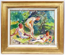 Ludwig Bock, Drei weibliche Akte, Öl auf Leinwand, monogrammiert, gerahmt