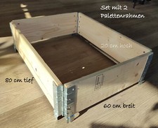 Palettenrahmen 2er Set Aufsatzrahmen Hochbeet Gartenbeet Stapelrahmen 60x80x20