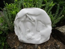 Vase Hollohaza, Ungarn, Prägenummer 5089, Blumenvase, handgefertigt, matt weiß